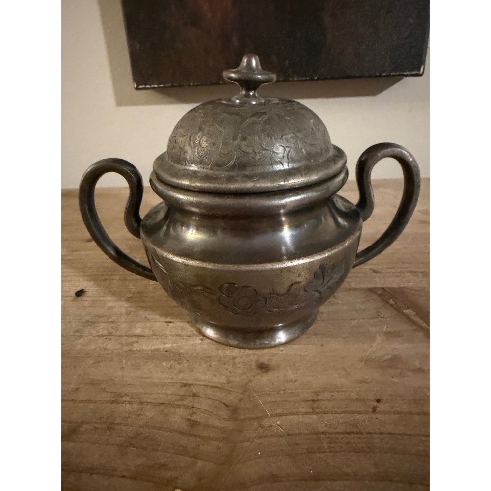 Antique Silverplate Sugar Bowl Lidded Floral Repousse Victorian Tea Service 2595
